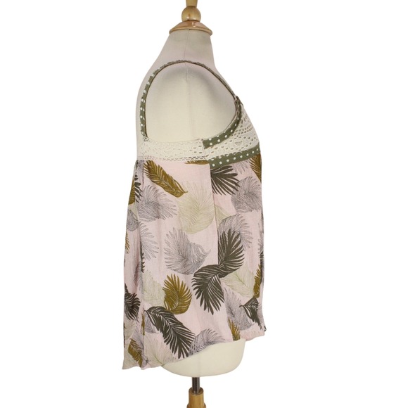 Easel Los Angeles Tank‎ Top Crochet Palm Leaf Sleeveless Casual Summer Blouse - Picture 5 of 13